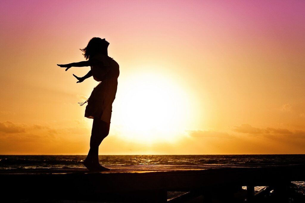 woman, happiness, sunrise