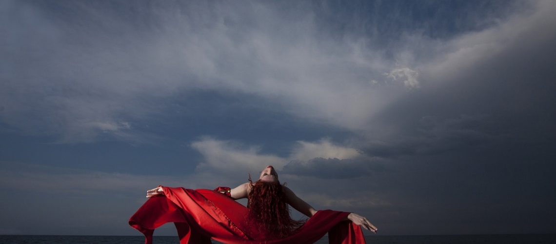 fabric, woman, red